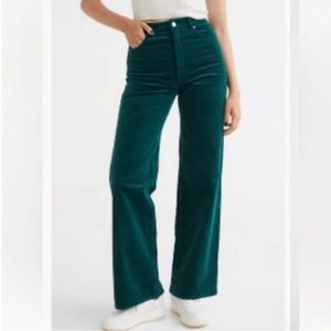H&M Green Corduroy Wide-Leg Pants